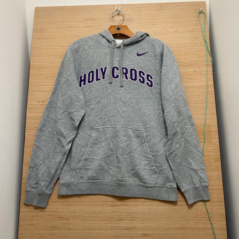 Nike Holy Cross Crusaders Hoodie Gray Purple Small Pullover Sweatshirt